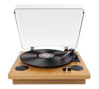 VIFLYKOO Tocadiscos de Vinilo, Vintage Bluetooth Reproductor de Discos con 3 Velocidades 33/45/78 RPM, Altavoces Incorporadas, Grabación de Vinilo a Audio, RCA/Aux/Auriculares/LP, Madera