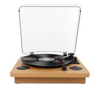 VIFLYKOO Tocadiscos de Vinilo, Vintage Bluetooth Reproductor de Discos con 3 Velocidades 33/45/78 RPM, Altavoces Incorporadas, Grabación de Vinilo a Audio, RCA/Aux/Auriculares/LP, Madera