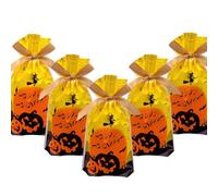 VIFOME 24 bolsas de dulces de Halloween, bolsas de regalo, bolsas de plástico con cordón, bolsas de caramelos, bolsas de envoltura de regalos, decoración de fiesta de Halloween