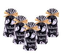 VIFOME 24 bolsas de regalo de Halloween, bolsas de regalo de fantasma, bolsas de plástico con cordón, bolsas de caramelos, bolsas de envoltura de regalos, decoración de fiesta de Halloween