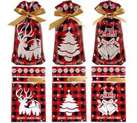 VIFOME 24 bolsas de regalo de Navidad, bolsas de regalo de Papá Noel, bolsas de regalo de Navidad, bolsas de plástico con cordón, bolsas de regalo de caramelos, bolsas de envoltura de regalos