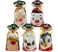 VIFOME 25 bolsas de regalo de fiesta de Navidad, bolsas de regalo de Papá Noel, bolsas de regalo de Navidad, bolsas de plástico con cordón, bolsas de caramelos, bolsas de envoltura de regalo