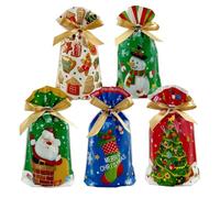 VIFOME 25 bolsas de regalo de Navidad, bolsas de regalo de Papá Noel, bolsas de plástico con cordón, bolsas de regalo de caramelos, bolsas de regalo de Navidad, decoración de fiesta de Navidad