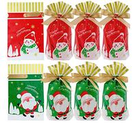 VIFOME Bolsas de regalo de fiesta de Navidad, 24 bolsas de Papá Noel, bolsas de regalo de Navidad, bolsas de plástico con cordón, bolsas de caramelos, bolsas de envoltura de regalos, decoración de
