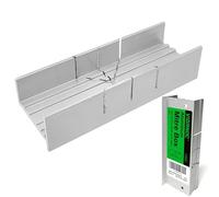 Viganoc Caja ingletadora de metal de construcción de aluminio y acero, caja de inglete pequeña de 5.3 pulgadas para sierra manual y sierras de mano con 3 ángulos de corte, ideal para cortar madera y