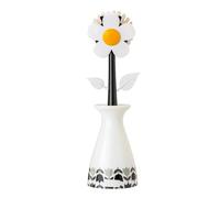 VIGAR - Cepillo de Limpieza - Modelo Flower Power - 7,5 x 7,5 x 25,5 cm - con Soporte de Estropajo de Fregadero - Lavaplatos con Flor - Blanco y Negro