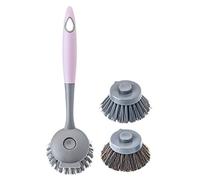 VIGAR - Cepillo de Limpieza - Modelo Intercambiable - 7,5 x 7 x 24,5 cm - Estropajo para Fregadero - Accesorio para Cocina - 2 Recambios - Gris y Rosa