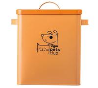 VIGAR - Contenedor para Pienso - Colección Pets Club - 32 x 22 x 33 cm - 12 l - Grande - Cubo Hierro Galvanizado y Silicona - Tapa Hermética - Naranja