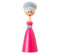 Vigar Dolls Cepillo para Platos con Mango Ergonómico y Soporte en Forma de Vestido, Cepillo con Mango para Lavar Platos Limpiar Fregaderos, Rosa Gris