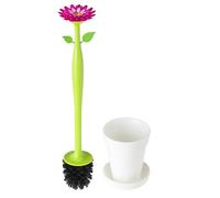 Vigar Flower Power Escobilla de Inodoro con Soporte, Diseño Decorativo en Forma de Margarita con Base Tipo Maceta, Set de Limpieza para Apartamentos y Decoración Moderna, Blanco