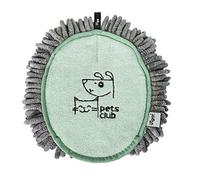 Vigar - Guante Secador para Pelo de Mascota - Modelo Pets Club - 17 x 21 x 2,5 cm - Manopla de Microfibra con Colgador - Perros y Gatos - Verde y Gris