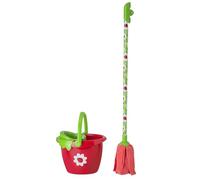 Vigar Juego de Fregona y Cubo para Niños, Set de Limpieza Infantil, Mopa de Microfibra y Cubeta para Trapear con Exprimidor, Trapeadores para Limpiar Piso, Ladybug