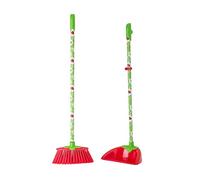 Vigar Kids - Escoba y Recogedor Infantil - Modelo con Flores y Mariquitas - 22 x 16 x 77,5 cm - Set de Juguetes de Limpieza del Hogar - Verde y Blanco