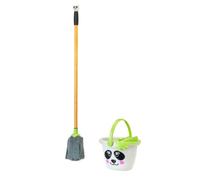 VIGAR Kids Set Fregar Niños Infantil con Cubo Polipropileno, Mopa Microfibra, Palo Acero, Set Limpieza Juguete 71 cm Ligero Manejable para Limpieza Hogar Niños 3 Piezas Juego Imitación - Panda