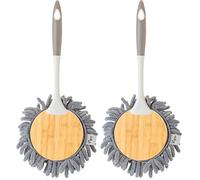 Vigar - Plumero Microfibra Redondo - Mango Ergonómico - 18 x 5 x 36 cm - Diseño Bamboo - Posibilidad de Desmontar - con Anilla Fácil Colgado - En Gris (Paquete de 2)