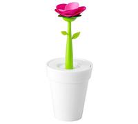 VIGAR - Portaútiles Flower Shop - para Guardar Accesorios de Baño - 11 x 11 x 28 cm - con Tapa - Modelo Flower Power - Forma de Maceta y Flor - Milk White