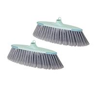 VIGAR Recambios de Cepillo para Escoba-Pack 2 Unidades-con Protecciones Antigolpes Laterales-Rosca Universal para Cualquier Palo, Turquesa Y Gris, Medio