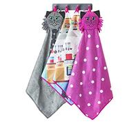 VIGAR - Set 4 Ganchos Colgadores - Incluye 4 Secamanos - 33 x 5 x 64 cm - Diseño Félix - Material Absorbente - Colgador Adhesivo - Gris, Negro, Magenta