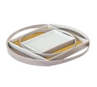 Vigar - Set de 4 Bandejas para Servir Comida - 42 x 42 x 3 cm - Modelo Flap Bamboo - Bandejas Que Encajan Entre Si - con Asas para Llevar - 2 Troqueladas y 2 Lisas - Gris