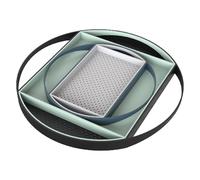 Vigar - Set de 4 Bandejas para Servir Comida - 42 x 42 x 3 cm - Modelo Flap Glacial - Bandejas Que Encajan Entre Si - con Asas para Llevar - 2 Troqueladas y 2 Lisas - Azul, Turquesa, Gris y Negro
