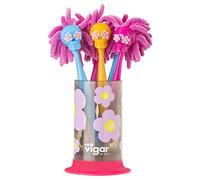 Vigar - Set de 6 Bolígrafos con Microfibras - Tinta Azul - 14 x 14 x 25 cm - Jack Skully Hippie - Recambio Universal - Incluye Jarrón - Varios Colores