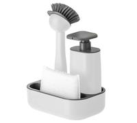 Vigar - Set Fregadero - Con Cepillo, Esponja y Dispensador de Jabón - 19 x 13 x 26.5 cm - Rengo - Dispensador de 200 ml - No Raya la Vajilla - Blanco