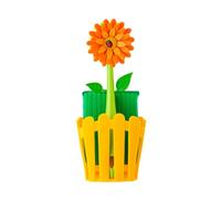 VIGAR Flower Power Set Fregador con Cepillo y Estropajo de Color Amarillo, Multicolore, 11 x 6.5 x 25 cm