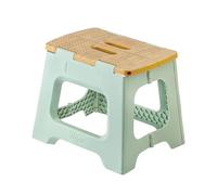 Vigar Taburete Plegable Compacto para Adultos, 27 cm Taburete Plegable Antideslizante para Casa, Dormitorio, Baño, Armario, Oficina, Soporta hasta 150 kg, Verde, Bamboo Print on Top