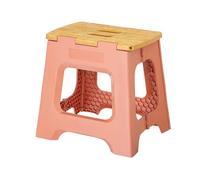 Vigar Taburete Plegable Compacto para Adultos, 32 cm Taburete Plegable Antideslizante para Casa, Dormitorio, Baño, Armario, Oficina, Soporta hasta 150 kg, Naranja, Bamboo Print on Top