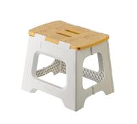 Vigar Taburete Plegable Portatil Compacto para Adultos, 27 cm Antideslizante, Silla Banco Banqueta Asiento para Casa, Cocina, Baño, Dormitorio, Oficina, Salón, hasta 150 kg, Gris, Bamboo Print on Top
