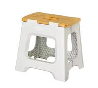Vigar Taburete Plegable Portatil Compacto para Adultos, 32 cm Antideslizante, Silla Banco Banqueta Asiento para Casa, Cocina, Baño, Dormitorio, Oficina, Salón, hasta 150 kg, Gris, Bamboo Print on Top