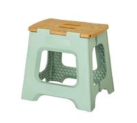 Vigar Taburete Plegable Portatil Compacto para Adultos, 32 cm Antideslizante, Silla Banco Banqueta Asiento para Casa, Cocina, Baño, Dormitorio, Oficina, Salón, hasta 150 kg, Verde, Bamboo Print on Top