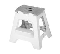 Vigar Taburete Plegable Portatil Compacto para Adultos, 40 cm Antideslizante de Dos Peldaños, Silla Banco Banqueta Asiento para Casa, Cocina, Baño, Oficina, Camping, Salón, Armario, hasta 150 kg, Gris