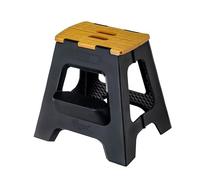 Vigar Taburete Plegable Portatil Compacto para Adultos, 40 cm Antideslizante de Dos Peldaños, Silla Banco Banqueta Asiento para Casa, Cocina, Baño, Oficina, hasta 150 kg, Negro, Bamboo Print on Top