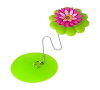 VIGAR - Tapón para Lavabo o Bañera - Tamaño Universal - 10,5 x 10,5 x 3 cm - Modelo Flower Power - con Una Flor con Mariquita Que Flota - Rosa y Verde