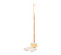 Vigar Zeroline Escoba y Recogedor Mini Desmontable Sistema Clic, Mango Bambú Natural con Regleta Goma, Cepillo Barrer Broom and Dustpan Set Compacto para Limpieza Hogar Cocina Interior, Gris
