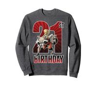 Vigésimo Primer cumpleaños de Marvel Guardianes de la Galaxia Rocket & Groot Sudadera, Unisex para Adultos, Jaspeado Oscuro, S