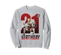 Vigésimo Primer cumpleaños de Marvel Guardianes de la Galaxia Rocket & Groot Sudadera, Unisex para Adultos, Gris Jaspeado, XL
