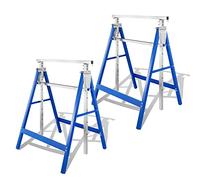 Vigevee 2 Set Caballetes Telecópicos, Soportes plegables para andamios de trabajo portátiles, Altura ajustable de 80-130 cm, carga máx. de 200 kg, Azul