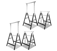 Vigevee 4x caballetes plegables para andamios, ajustable en 7 niveles de 80 a 130 cm, capacidad de carga de 200 kg, caballetes plegables, caballetes telescópicos, color negro y plateado