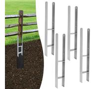 Vigevee Anclajes en H para postes (4 unidades, anclaje en H, para postes en H, para valla e invernadero, postes de madera cuadrados, 121 x 600 mm)