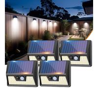 vighep 4 Paquete Foco Solares Exterior con Sensor de Movimiento, 3 Modes Focos Led Exteriores solares, IP65 Impermeable 270° Aplique Solar Potente para Jardín, Garaje, Patio, Caminos(Blanco Frío)