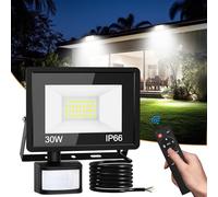 vighep Proyector LED Exterior con Sensor de Movimiento 30W IP65 Impermeable, Luz Fría 6500K para Jardín Terraza Muro Garaje Patio