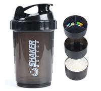 VIGIND Botella de batidora de proteínas, botella de agua deportiva, a prueba de fugas, botella de batido para mezclador de proteínas, antideslizante, 3 capas, tazas de 3 onzas con bandeja de