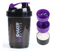 VIGIND Coctelera de proteínas, 500 ml, con bola, botella de batido deportivo a prueba de fugas, para gimnasio, proteína en polvo con almacenamiento, incluye rejilla de alambre para batido de proteínas