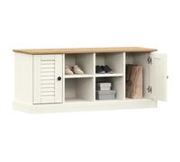 Vigo - Banco para zapatos blanco, 106 x 35 x 45 cm, de madera maciza de pino