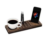 Vigo Wood Organizador de escritorio, configuración de escritorio de oficina, accesorios de mesa, estación de acoplamiento, soporte para bolígrafos, base de teléfono