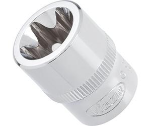 Vigor accionamiento cuadrado interior y llave de vaso para exterior Torx perfil, 10 mm (3/8 pulgadas), 28 mm, 1 pieza, v2727
