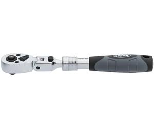 Vigor carraca telescópica articulada reversible V6614N, cuadradillo de 1/4 de pulgada, extensible de 175-225 mm, cabeza giratoria 180 grados, ángulo de operación de 4 grados