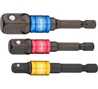 VIGOR Juego de adaptadores para llaves de vaso V7603/3, Accesorios para herramientas de aflojar y apretar/apretar componentes, Accionamiento: hexagonal 6,3 (1/4 pulgada), 3 piezas